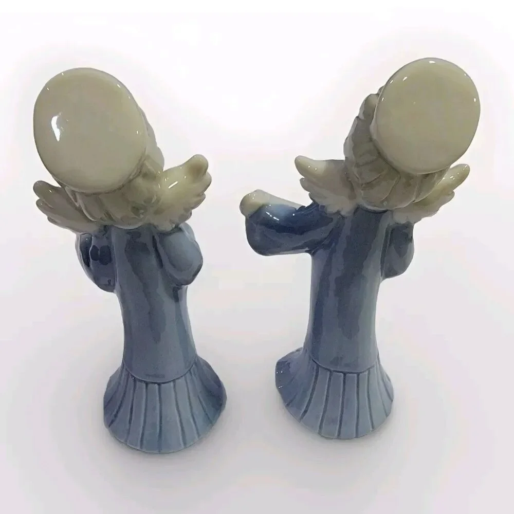 VTG Christmas Singing Choir Angels Inarco Porcelain Blue White 6